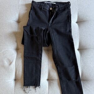 Zara Black Distressed Skinny Jeans